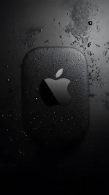 Apple logo on dark surface with particle dispersion effect