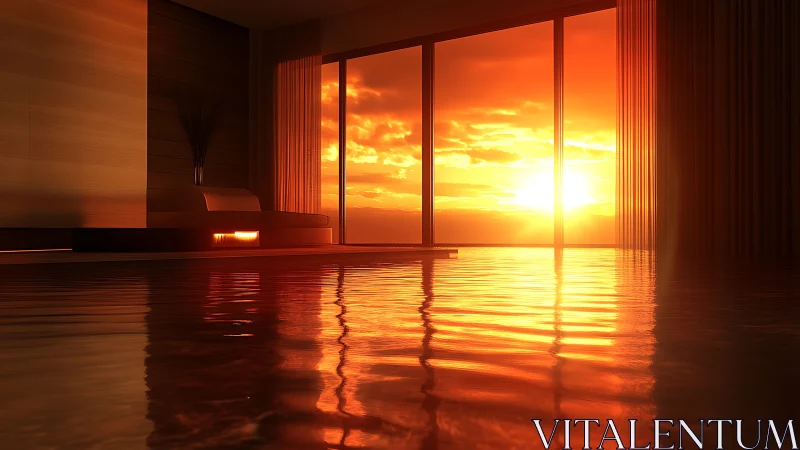 Sunlit infinity pool glows inside a modern luxury retreat