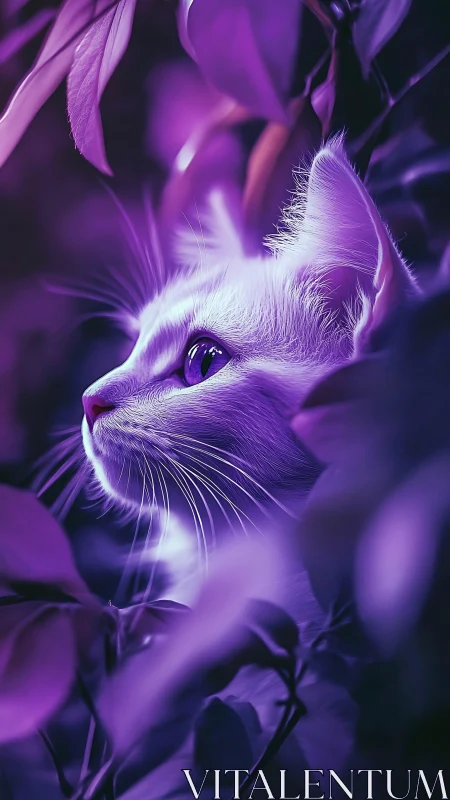Luminescent Whisker Symphony: A Purple Feline Dream.