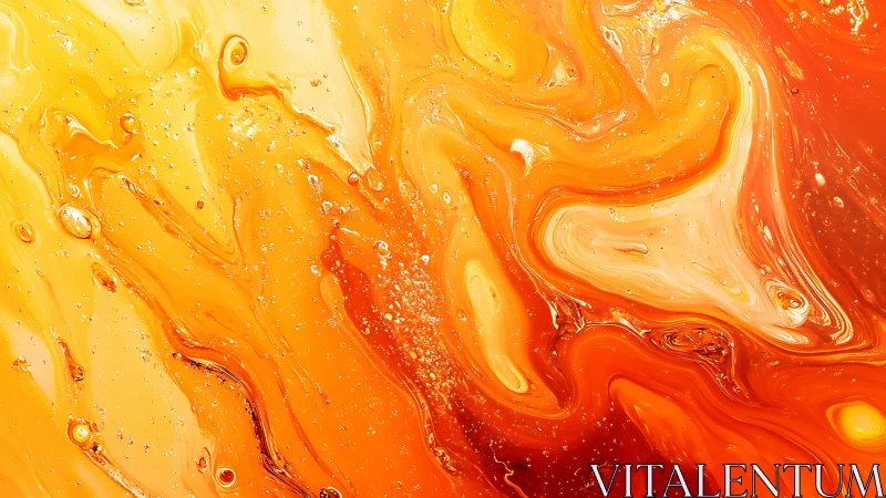 Molten orange liquid swirls capture flowing abstract motion