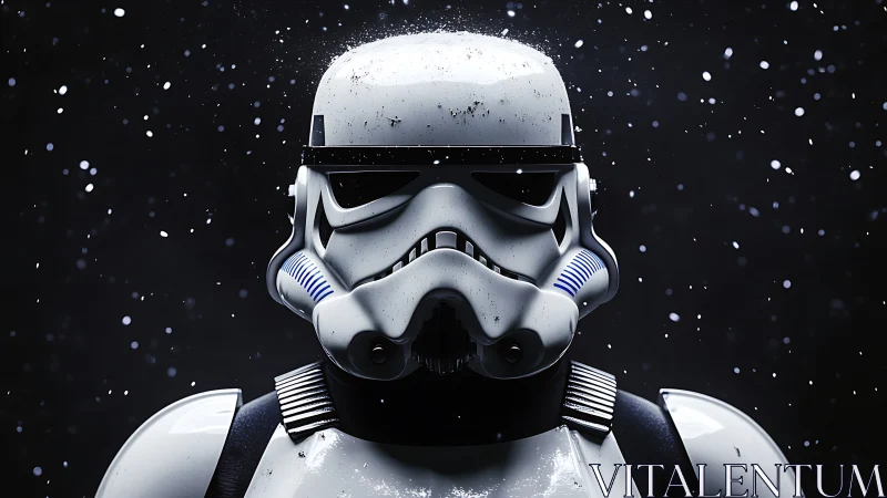 White armored sci fi soldier portrait on dark background.