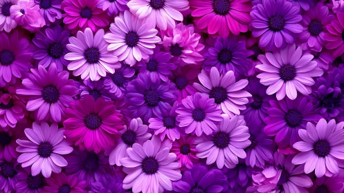 Vibrant Purple Daisy Garden Bursting With Color.