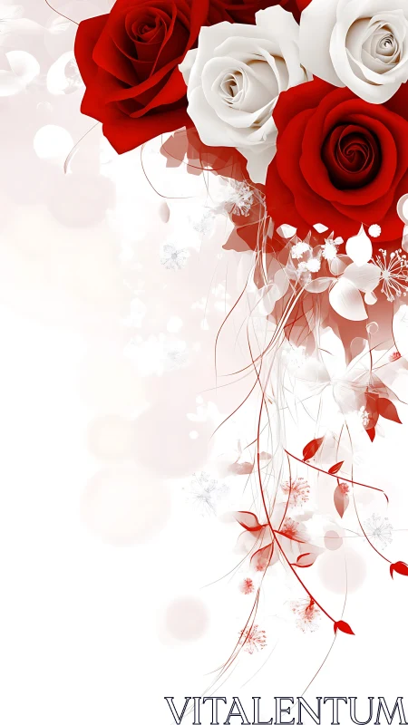 Red and White Roses with Cascading Floral Vines
