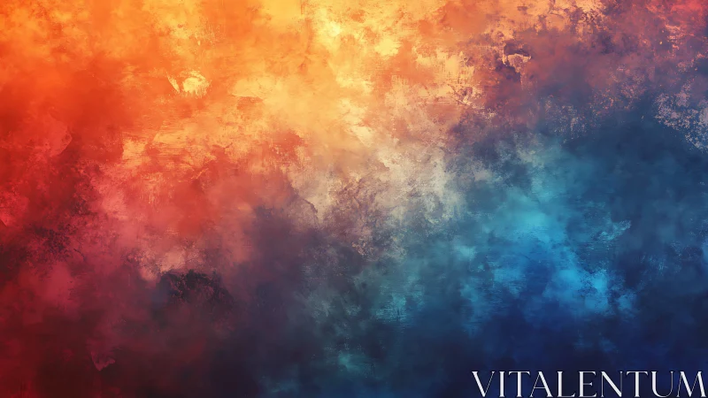 Radiant clouds of color softly melt from warm fire to sea