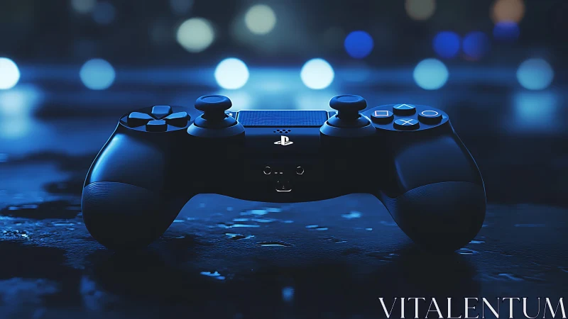 PlayStation 4 Controller Illuminated in Blue Gaming Environment