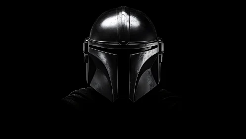 Photorealistic frontal helmet portrait on void-black ground.