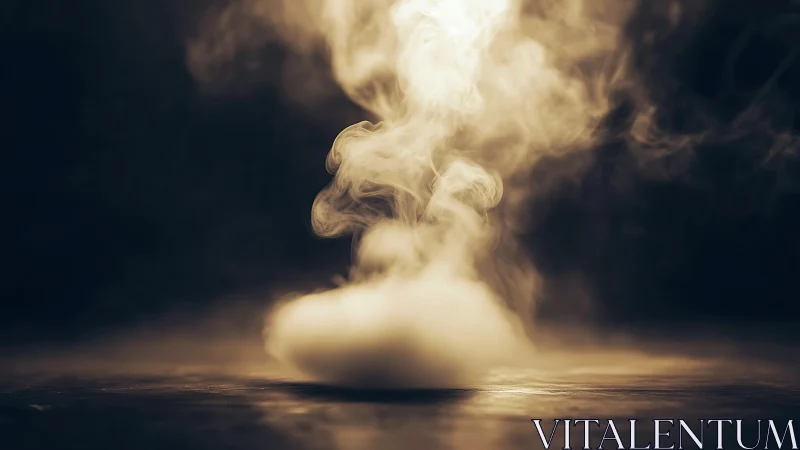 Gentle golden vapor quietly rises from a glowing surface