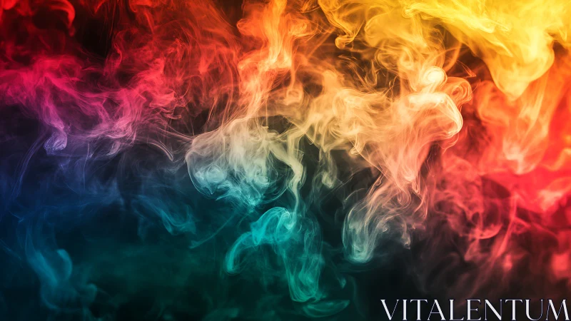 Colorful swirling smoke clouds in a dreamy rainbow glow.