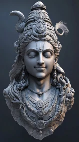 Serene stone deity portrait radiates quiet spiritual grace
