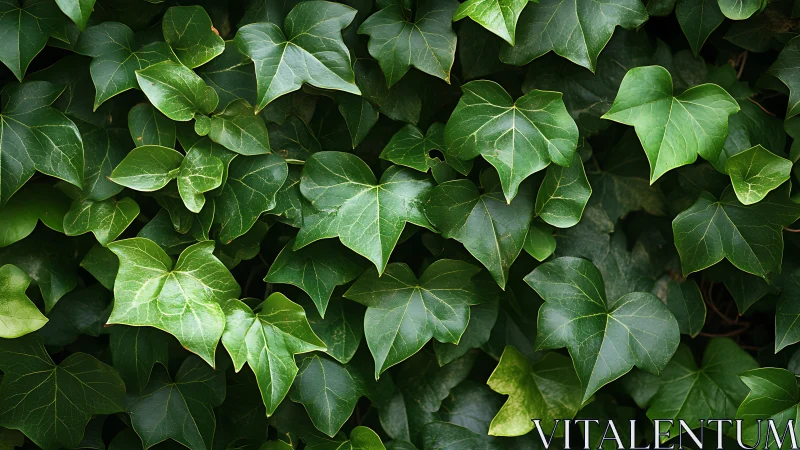 Photorealistic ivy foliage wall with layered leaf structure.