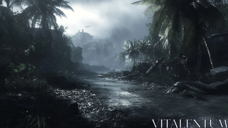 Tropical Citadel in Monsoon Downpour.