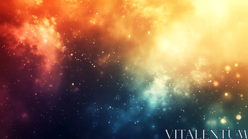 Bokeh nebula field with warm cool gradient star cluster