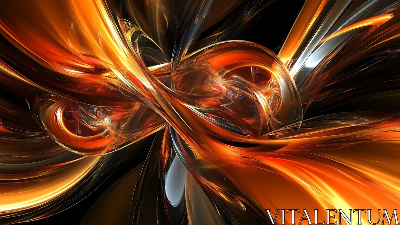Metallic orange energy swirl in abstract digital motion.
