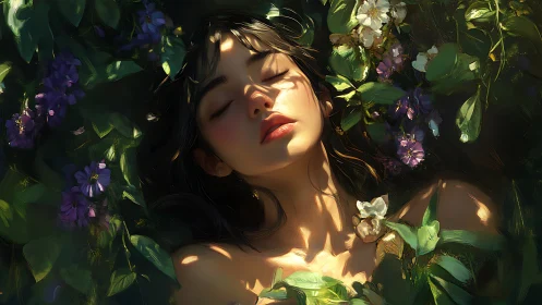 Sun-dappled dreamer drifts into florals and painted hush
