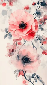 Watercolor Poppies in Soft Bloom and Gentle Repose