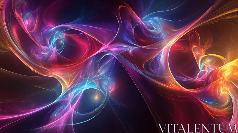 Multicolored abstract light trails in swirling motion pattern.