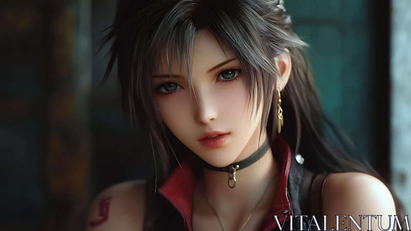 Soft-lit cyber heroine with gentle yet fearless gaze.