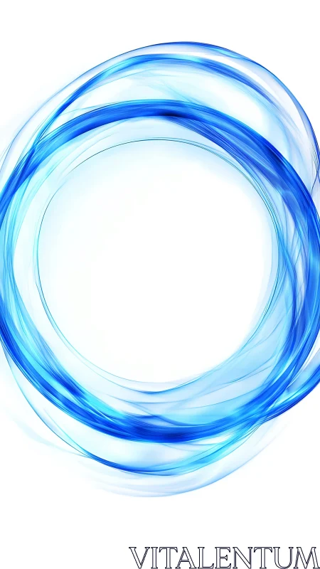 Blue translucent circular wave lines on white background.