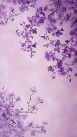 Cascading Purple Flowers on Soft Lavender Background