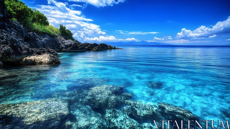 Crystal bay shoreline with vivid blue tropical water.