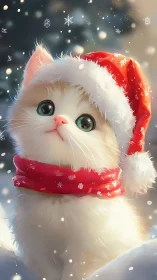 Snowflake-eyed holiday kitten wrapped in winter wonder.