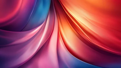 Gradient-lit satin folds form dynamic multi-chromatic wave surfaces