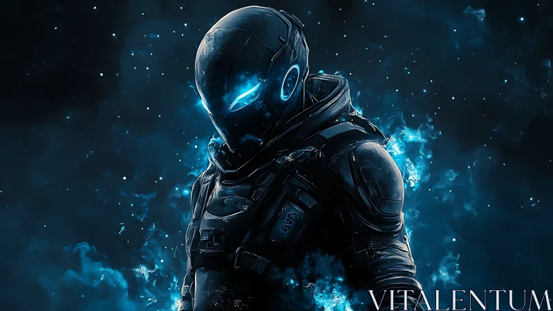 Armored space operative framed by bioluminescent plasma clouds