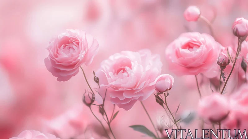 Pink carnations in soft focus bloom composition.