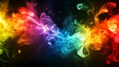 Prismatic nebulae colliding in a ribbon of electric color.