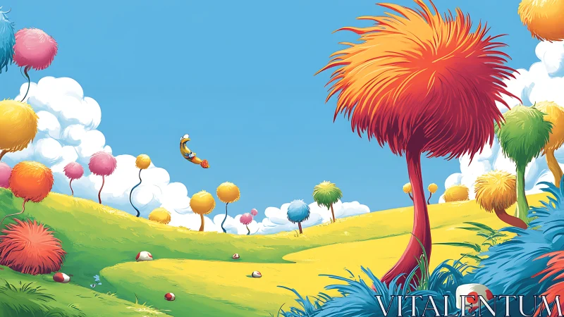 Luminescent Surreal Landscape With Chromatic Spherical Flora.