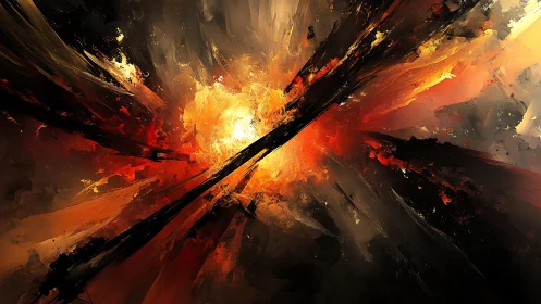 Abstract explosion of fiery colors in dynamic digital painting.