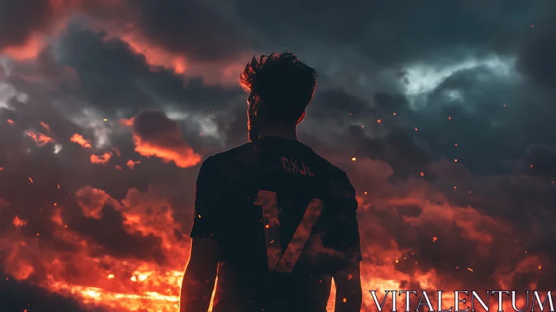 Storm-lit silhouette welcomes a bold, fiery twilight sky