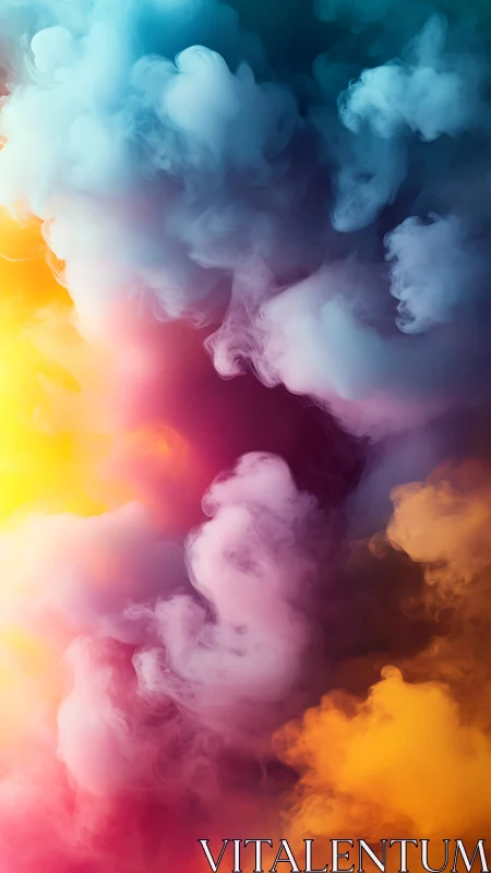 Billowing neon clouds in vertical abstract color field composition.