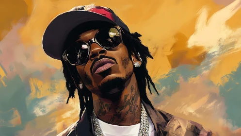 Sunlit swagger paints a hip hop icon in liquid color