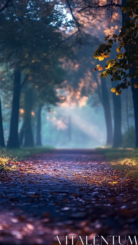 Forested pathway demonstrating atmospheric light penetration and depth perspective.