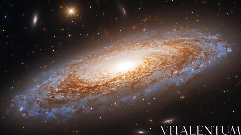 Spiral galaxy glows in deep space with radiant cosmic dust