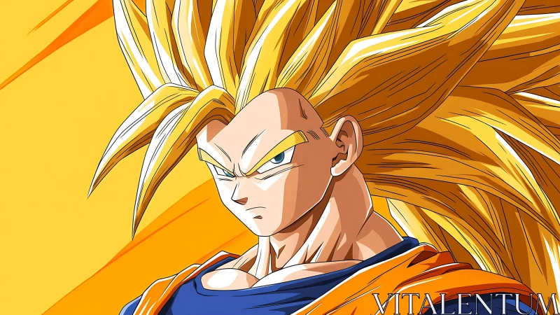 Solar-maned warrior glaring through a storm of golden power.