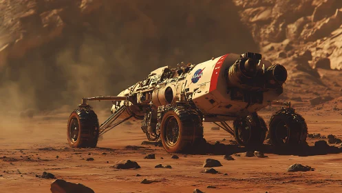 Dust hungry rover prowls the rust colored Martian silence
