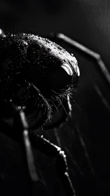 Macro spider portrait reveals high-contrast wet exoskeleton