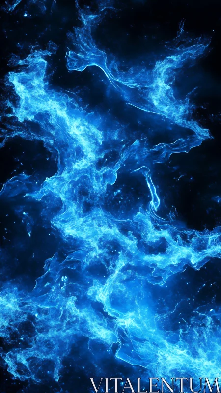 Electric nebula currents in luminous cyan plasma field.