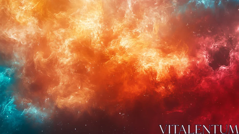 Nebula embers swirl as cosmic firestorms paint silent space