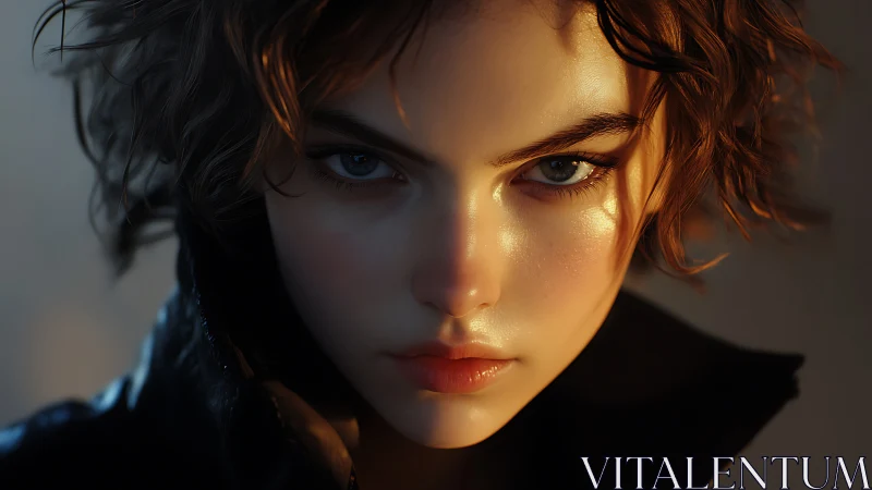 Hyperreal portrait of intense woman in cinematic rim light