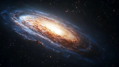 Edge-on barred spiral galaxy with luminous central bulge