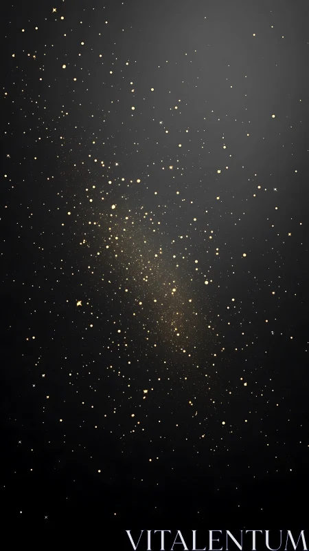 Dense golden particle field disperses across dark vignetted background