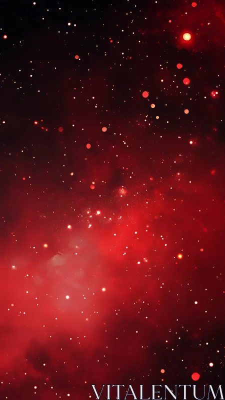 Red-toned nebula field with scattered bright stellar points.