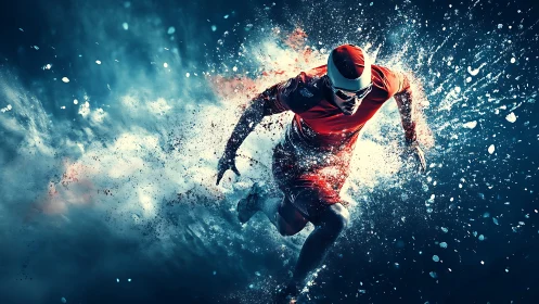 Sprinter bursts forward through dynamic splash effects
