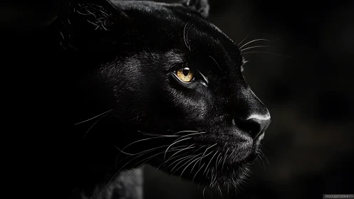 Black Panther Portrait: Golden Eyes Against Darkness.