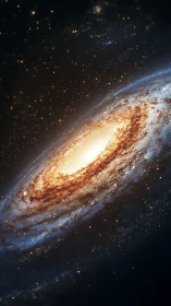 Spiral galaxy core rendered with dense starfields and glowing dust