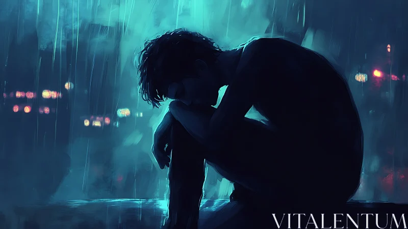 Midnight rain shelter for a quiet, thoughtful heart.