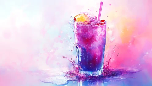 Vibrant Gradient Splash: A Colorful Beverage Celebrates the Joy of Refreshment